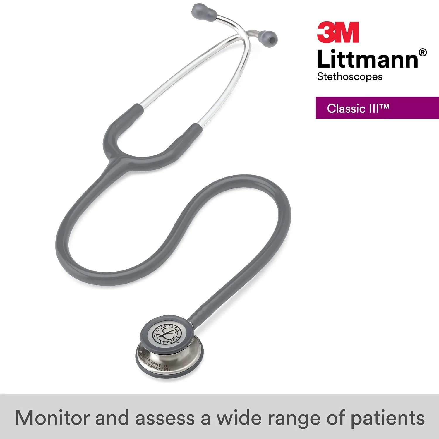 3M Littmann Classic III Stethoscope Grey 5621 - Wellness Shoppee