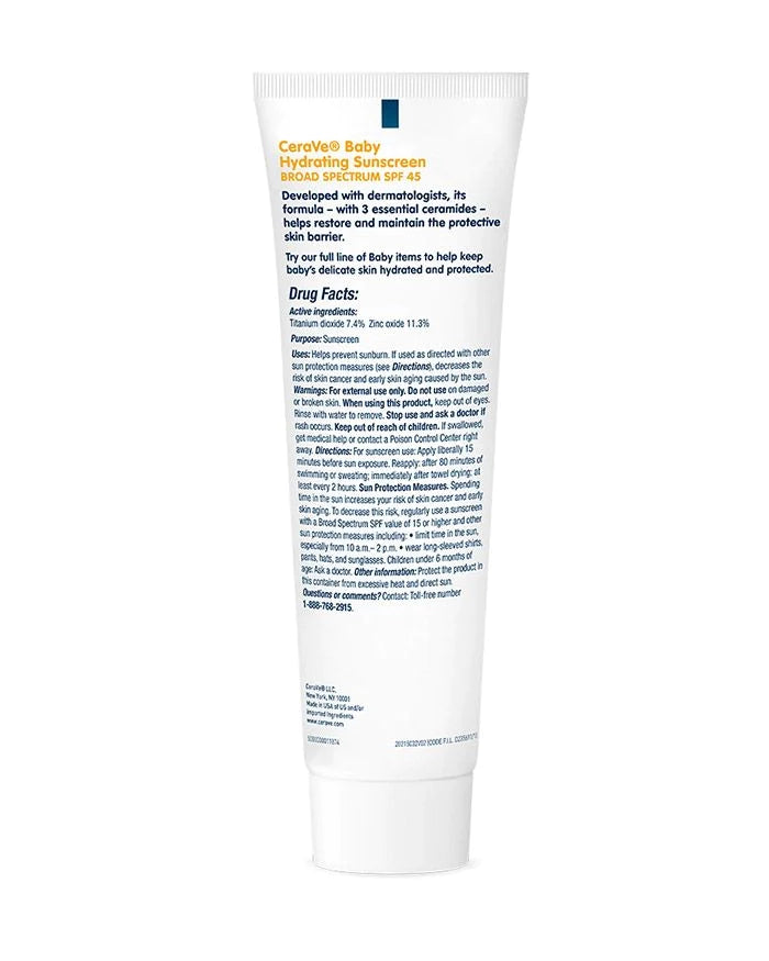 Cerave Baby Hydrating Sunscreen for Face & Body SPF 45 99ml - Wellness Shoppee