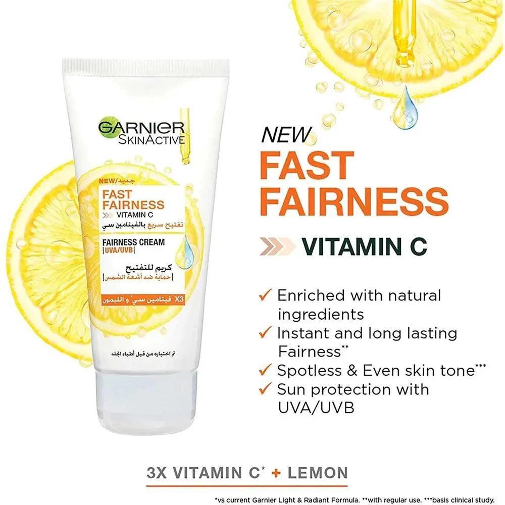 Garnier Skinactive Fast Bright Day Cream with 3x Vitamin C & Lemon 50ml - Wellness Shoppee