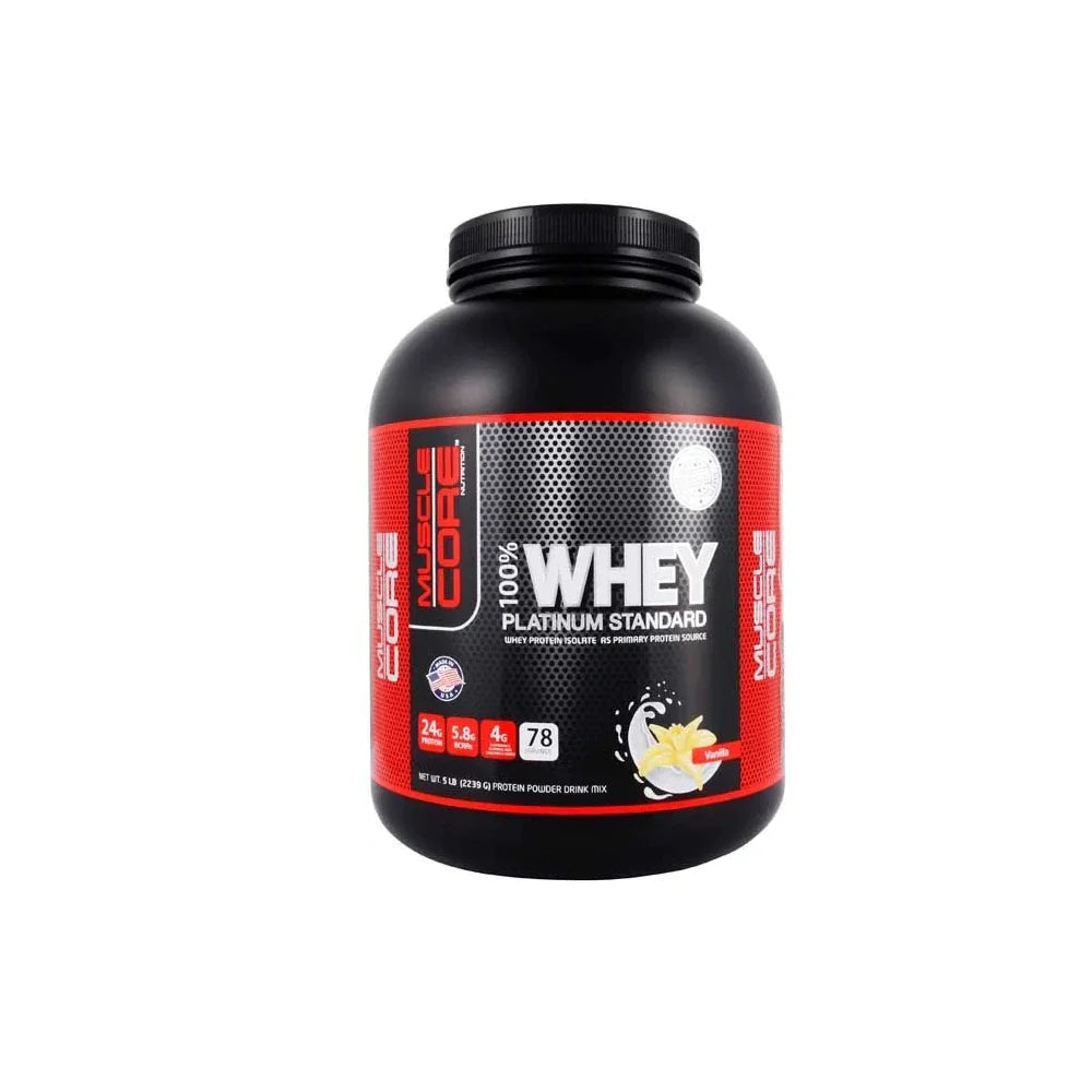 Muscle Core 100% Whey Platinum Standard 5 Lb Vanilla - Wellness Shoppee