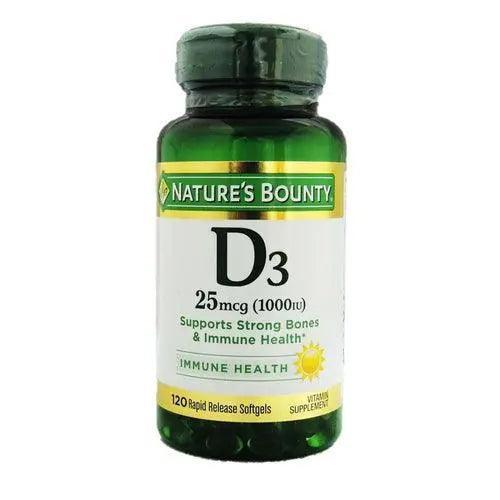 Nature's Bounty Vitamin D3 1000IU Softgels 120s - Wellness Shoppee