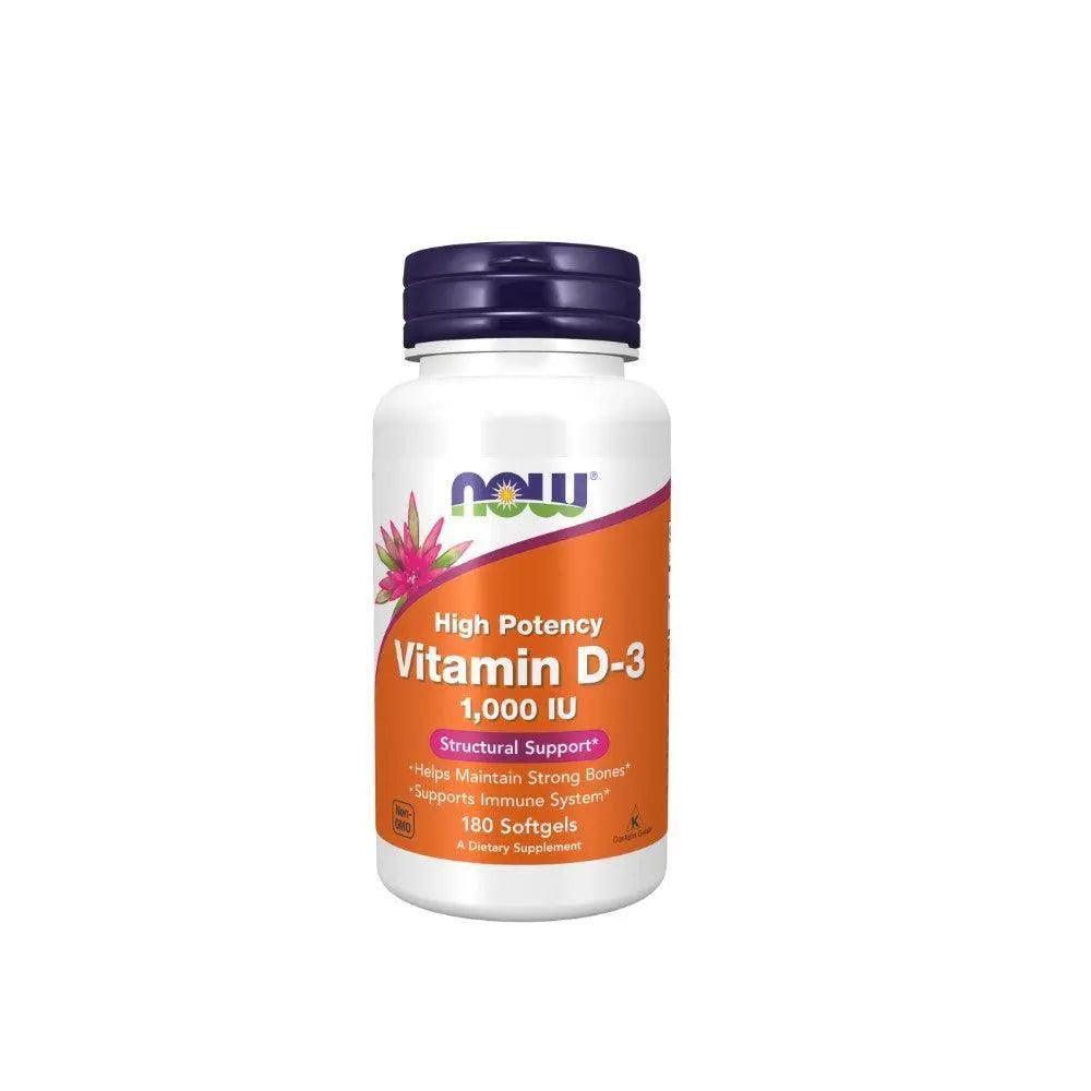 Now Vitamin D3-1000 IU S/Gels 180's - Wellness Shoppee