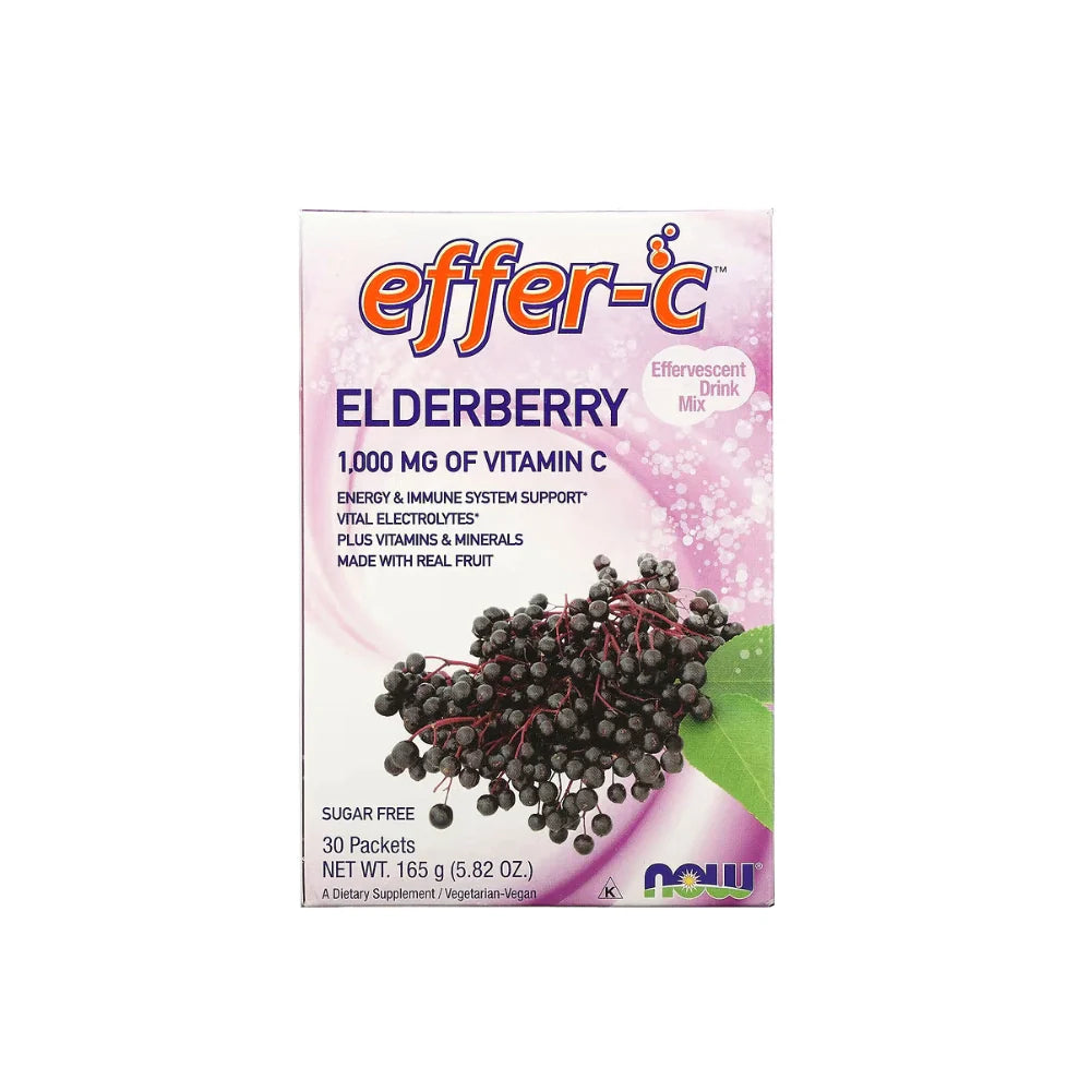 Now Effer-C Effervescent Drink Mix Elderberry 1000mg 30s - Wellness Shoppee