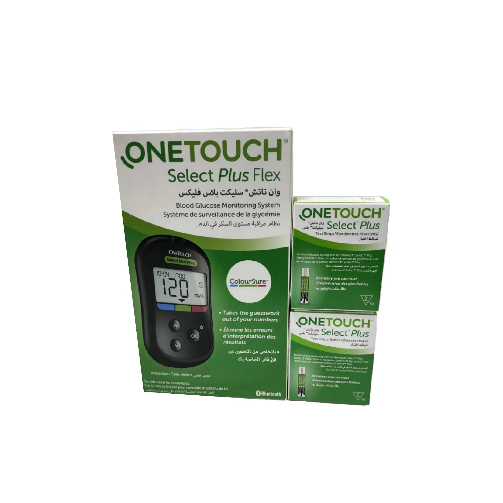 OneTouch Select Plus Flex Blood Glucose Monitor + 2 Test Strips 50s - Wellness Shoppee