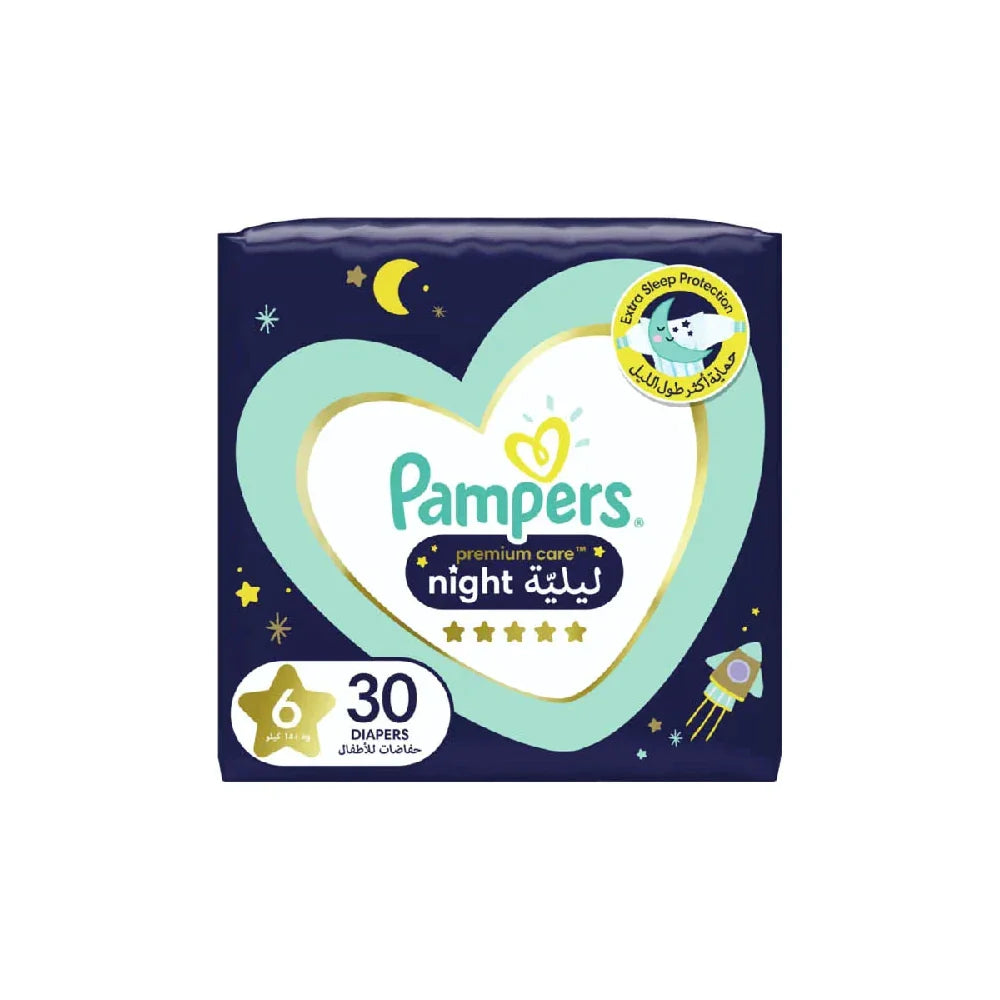 Pampers Premium Care Night Size 6 14+ Kg 30s - Wellness Shoppee