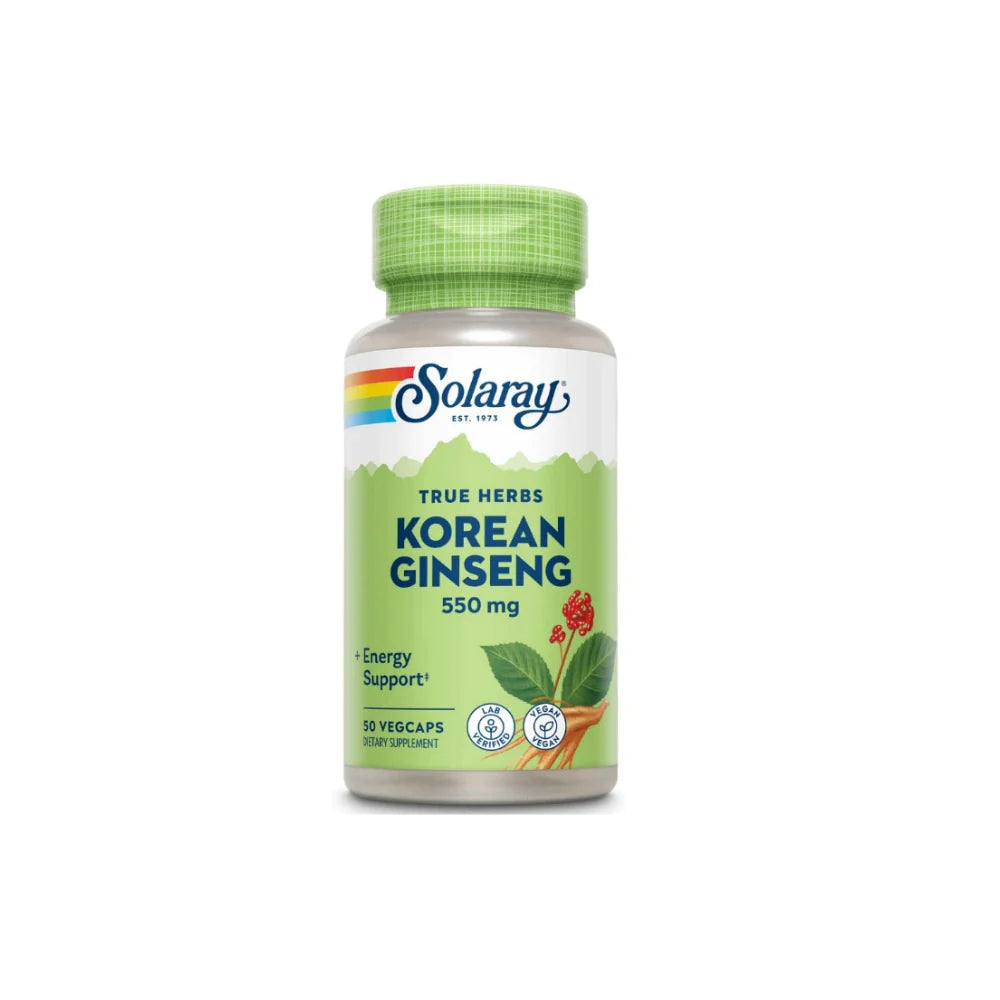 Solaray Korean Ginseng 550mg Veg Caps 50s - Wellness Shoppee