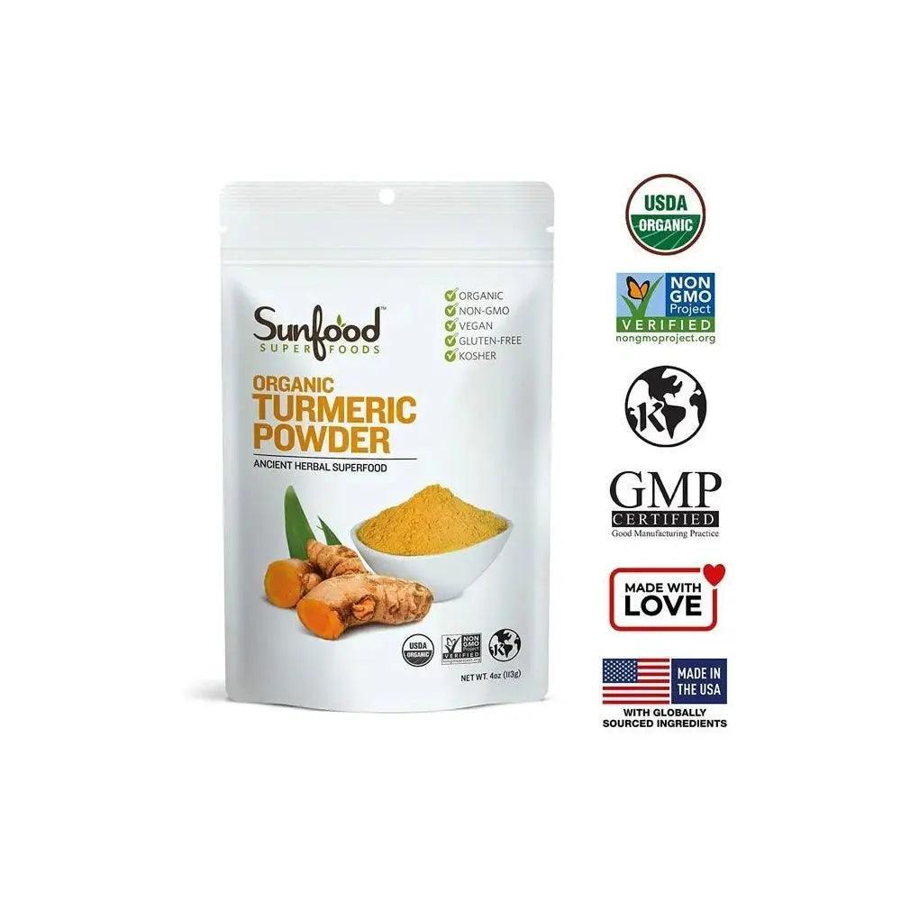 Sunfood Superfoods Turmeric Root Powder 4oz - Wellness Shoppee