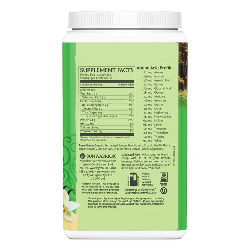Sunwarrior Vegan Protein Classic Vanilla Flavour 750g - Wellness Shoppee