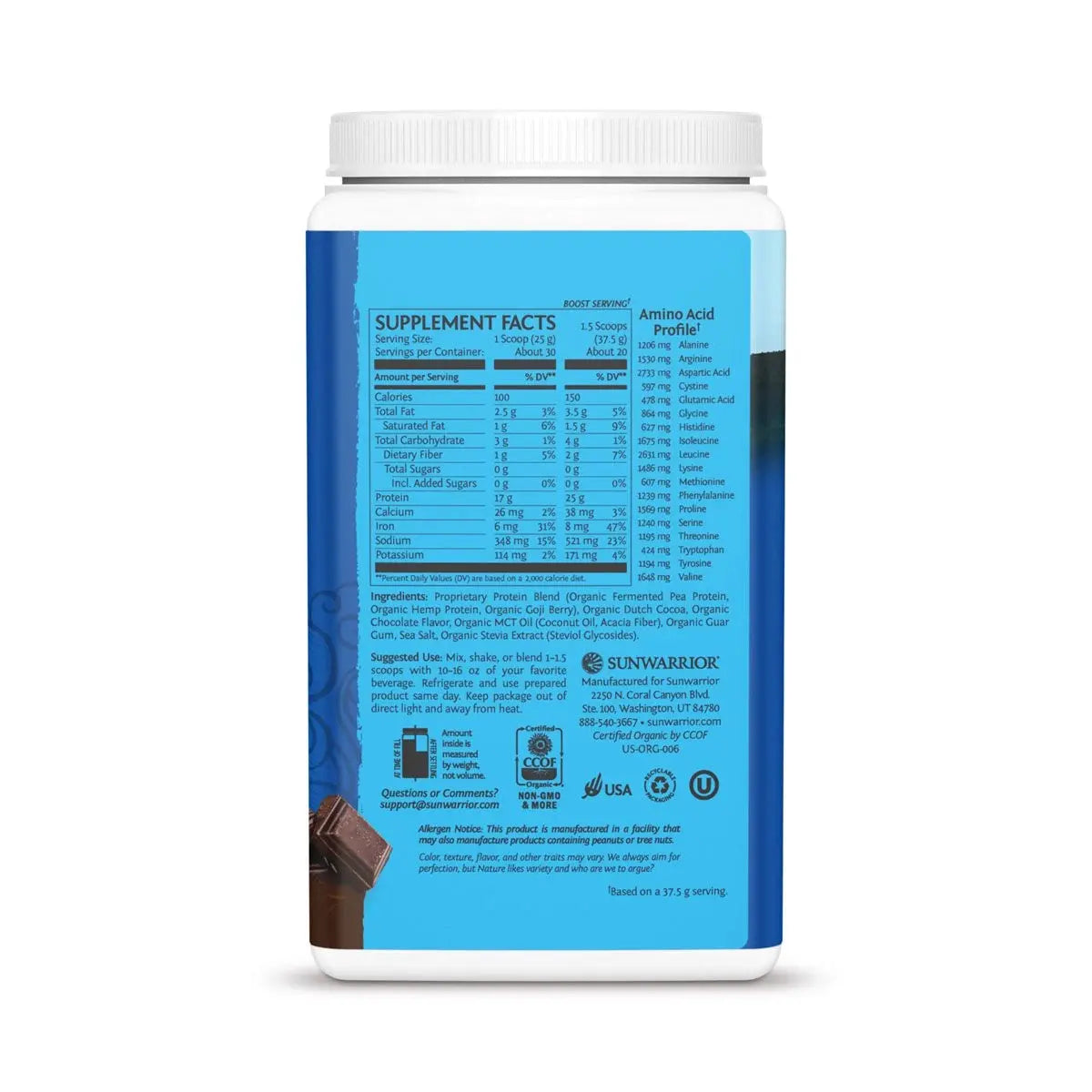 Sunwarrior Plant Based Warrior Blend Protein Chocolate 750g - Wellness Shoppee
