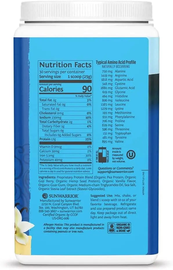 Sunwarrior Plant Based Warrior Blend Protein Vanilla 750g - Wellness Shoppee