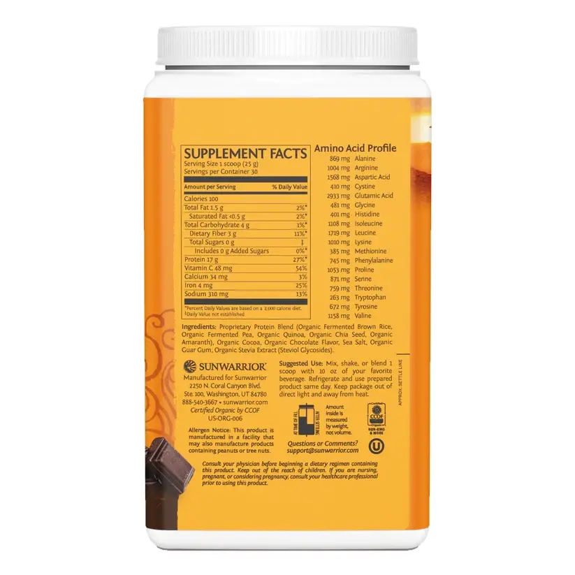 Sunwarrior Vegan Protein Classic Plus Vanilla Chocolate 750g - Wellness Shoppee