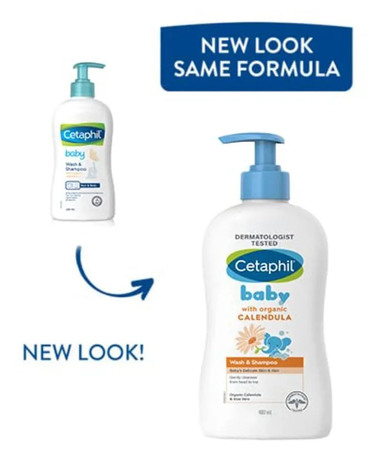Cetaphil Baby Calendula Wash & Shampoo Pump - 400mL - Wellness Shoppee