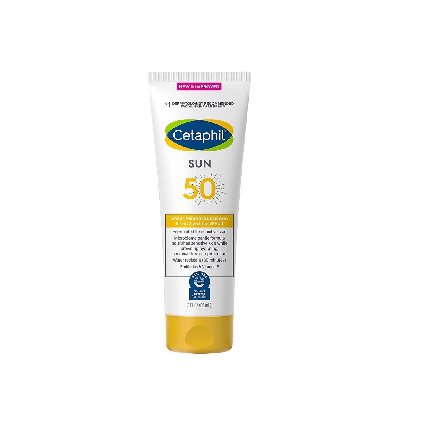 Cetaphil Sheer Mineral Sunscreen Lotion for Face & Body SPF 50+ 89ml - Wellness Shoppee