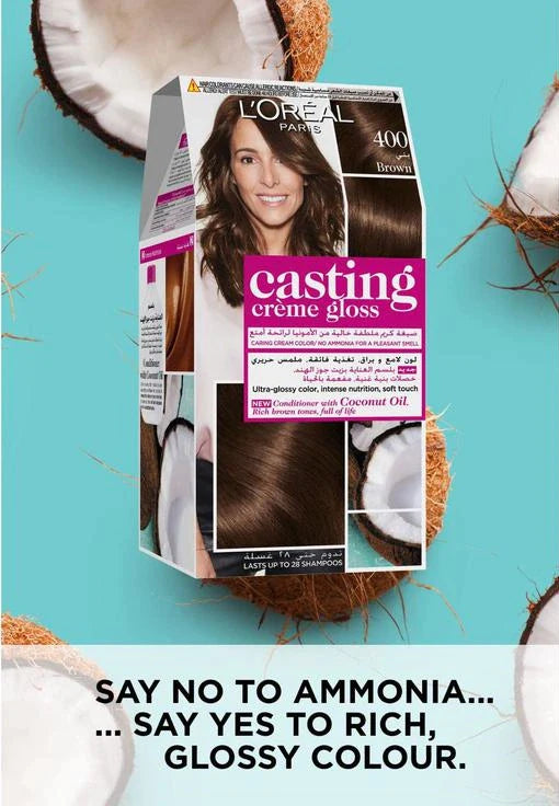 L'Oreal Paris Casting Creme Gloss Permanent Hair Colour 400 Brown - Wellness Shoppee