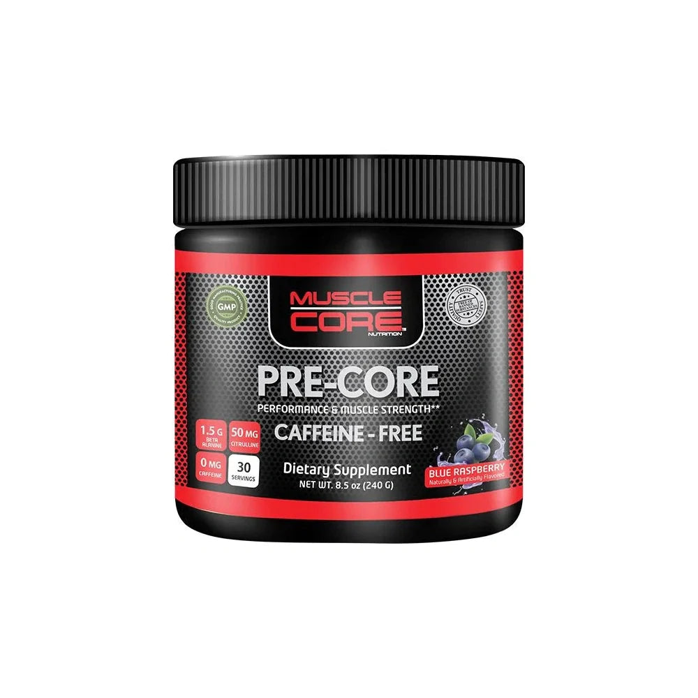 Muscle Core Pre-Core Caffeine Free Blue Raspberry 240 g - Wellness Shoppee