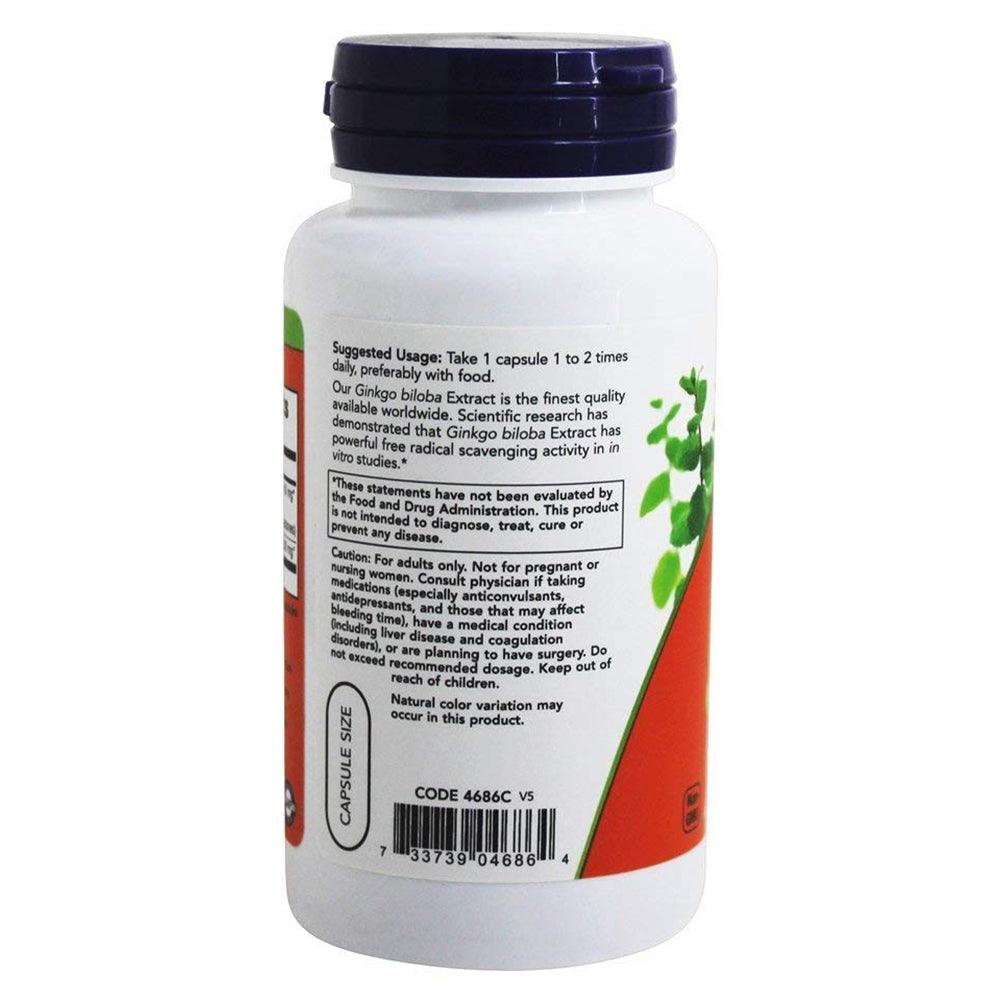 NOW - Ginkgo Biloba 60 mg 60 Veg Capsules - Wellness Shoppee
