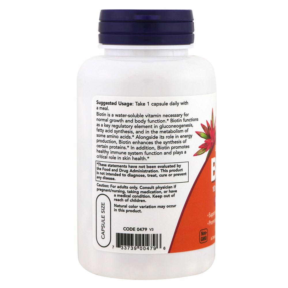 NOW - Biotin 10000 mcg Extra Strength 120 Veg Capsules - Wellness Shoppee