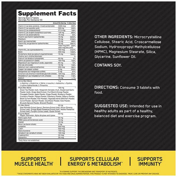 Optimum Nutrition Opti-Men Multivitamin for Active Men 150 tabs - Wellness Shoppee