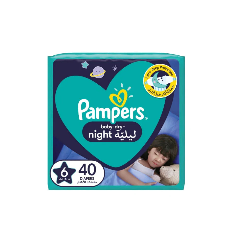 Pampers Baby Dry Night Diaper Size 6, 14+ Kg 40s - Wellness Shoppee