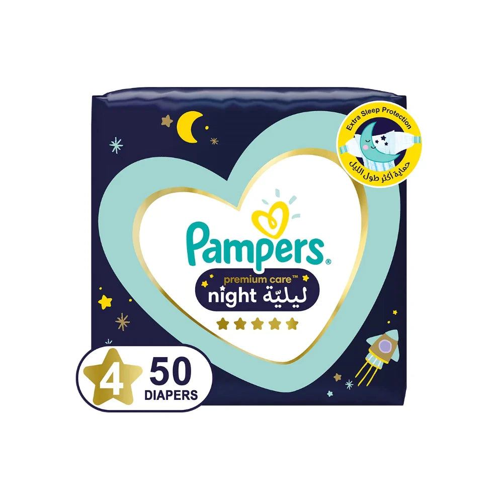 Pampers Premium Care Night Diapers Size 4 10-15Kg 50pcs - Wellness Shoppee