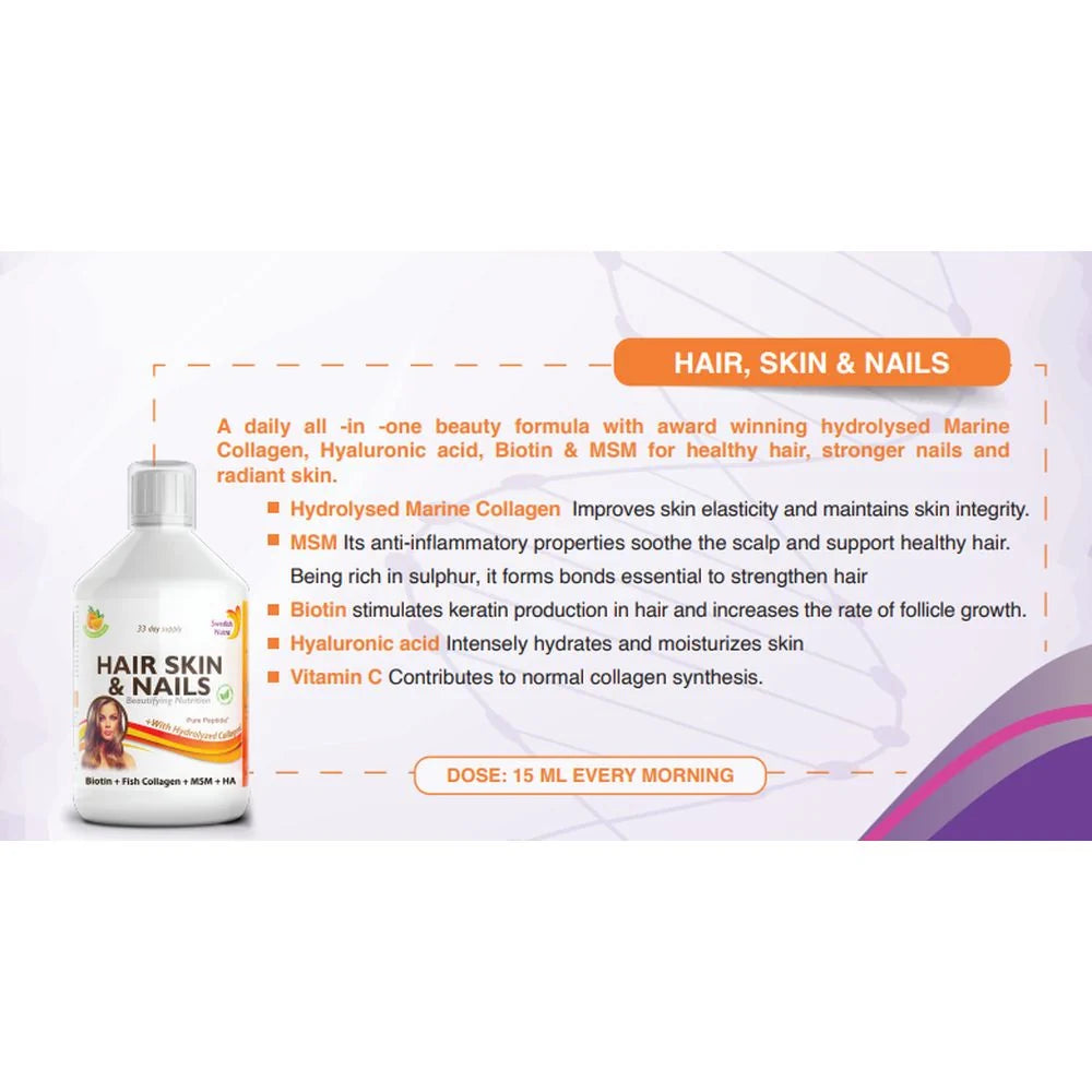 Swedish Nutra Liquid Collagen Hair Skin & Nails 500ml - Wellness Shoppee